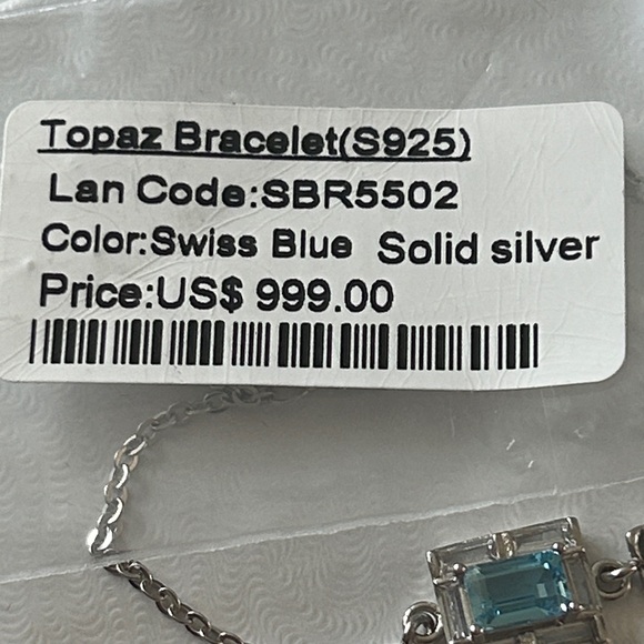 925 Sterling Silver Bracelet with topaz Blue Gemstone